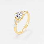 Vintage-Inspired Princess Cut Lab Diamond Cluster Engagement Ring - Additional view