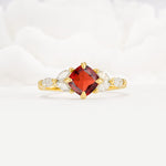 Vintage-Inspired Princess Cut Garnet Cluster Engagement Ring - Additional view