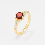 Vintage-Inspired Princess Cut Garnet Cluster Engagement Ring - Additional view