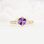 Vintage-Inspired Princess Cut Amethyst Cluster Engagement Ring - Additional view