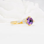 Vintage-Inspired Princess Cut Amethyst Cluster Engagement Ring - Additional view