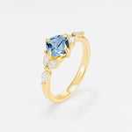 Vintage-Inspired Princess Cut Aquamarine Cluster Engagement Ring - Additional view