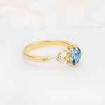 Vintage-Inspired Princess Cut Aquamarine Cluster Engagement Ring - Additional view