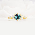 Vintage-Inspired Princess Cut Alexandrite Cluster Engagement Ring - Additional view