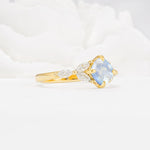 Vintage-Inspired Princess Cut Moonstone Cluster Engagement Ring - Additional view
