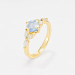 Vintage-Inspired Princess Cut Moonstone Cluster Engagement Ring - Additional view
