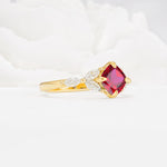 Vintage-Inspired Princess Cut Ruby Cluster Engagement Ring - Additional view