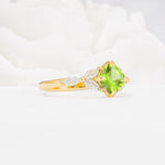 Vintage-Inspired Princess Cut Peridot Cluster Engagement Ring - Additional view