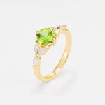 Vintage-Inspired Princess Cut Peridot Cluster Engagement Ring - Additional view