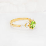 Vintage-Inspired Princess Cut Peridot Cluster Engagement Ring - Additional view