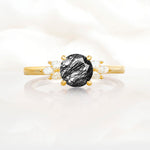 SR11590 Black Rutilated Quartz Ring - Yellow-Gold