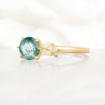 SR11590 Moss Agate Ring - White-Gold