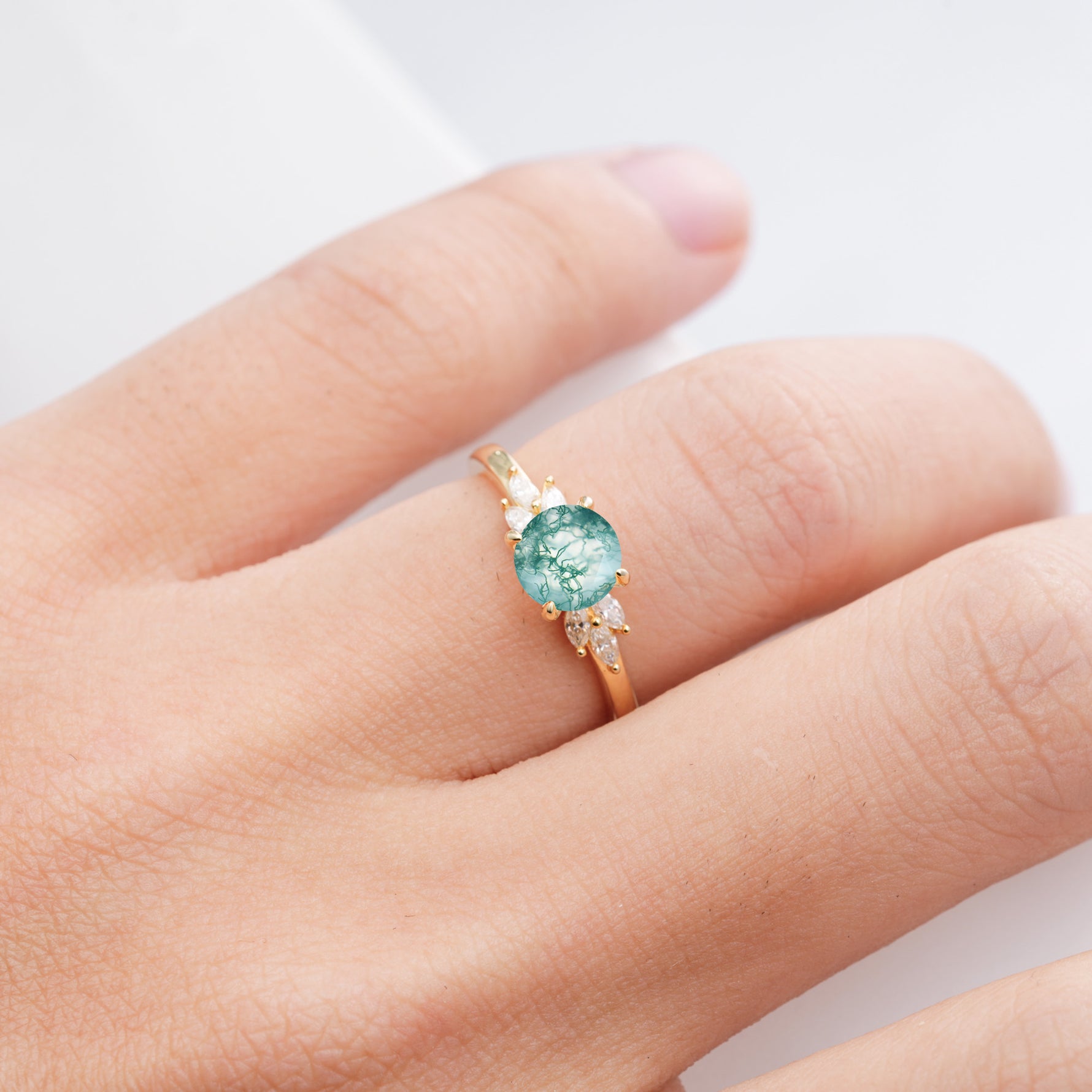 SR11590 Moss Agate Ring - Rose-Gold
