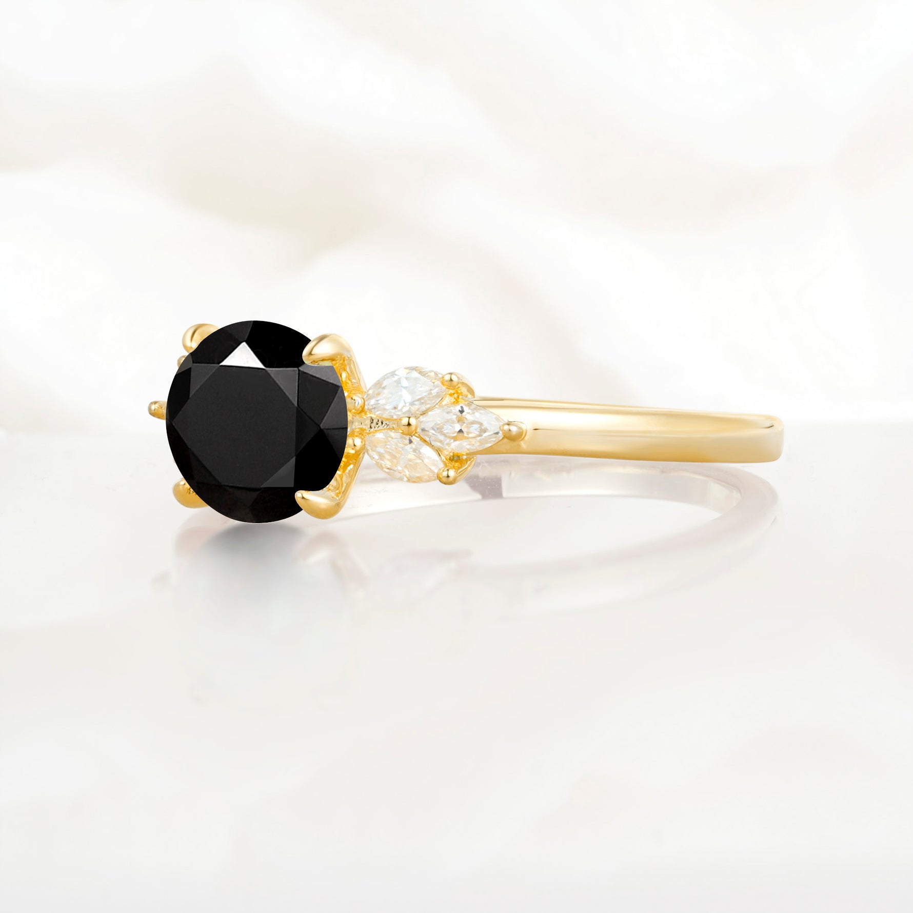 SR11590 Black Onyx Ring - White-Gold