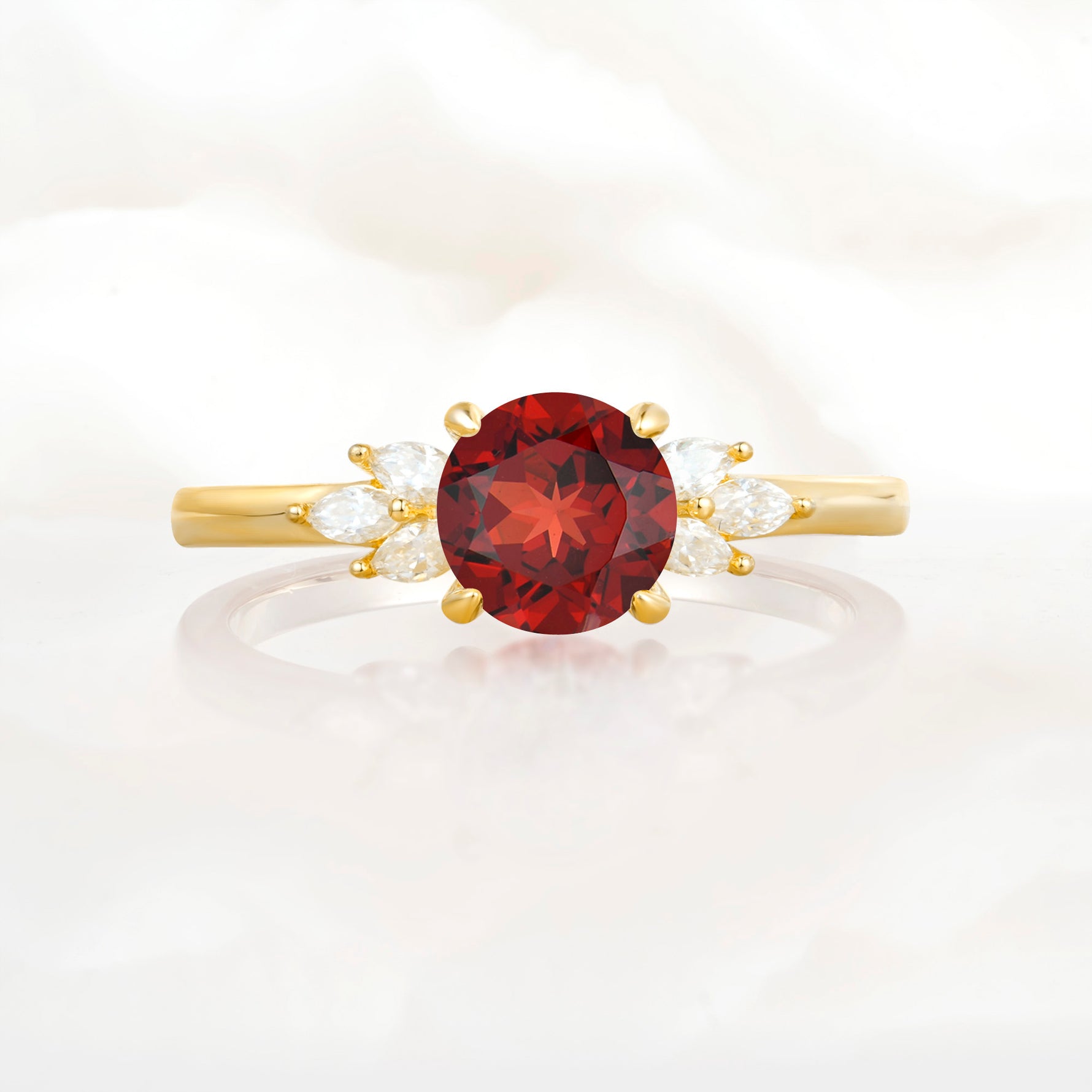 SR11590 Garnet Ring - Yellow-Gold