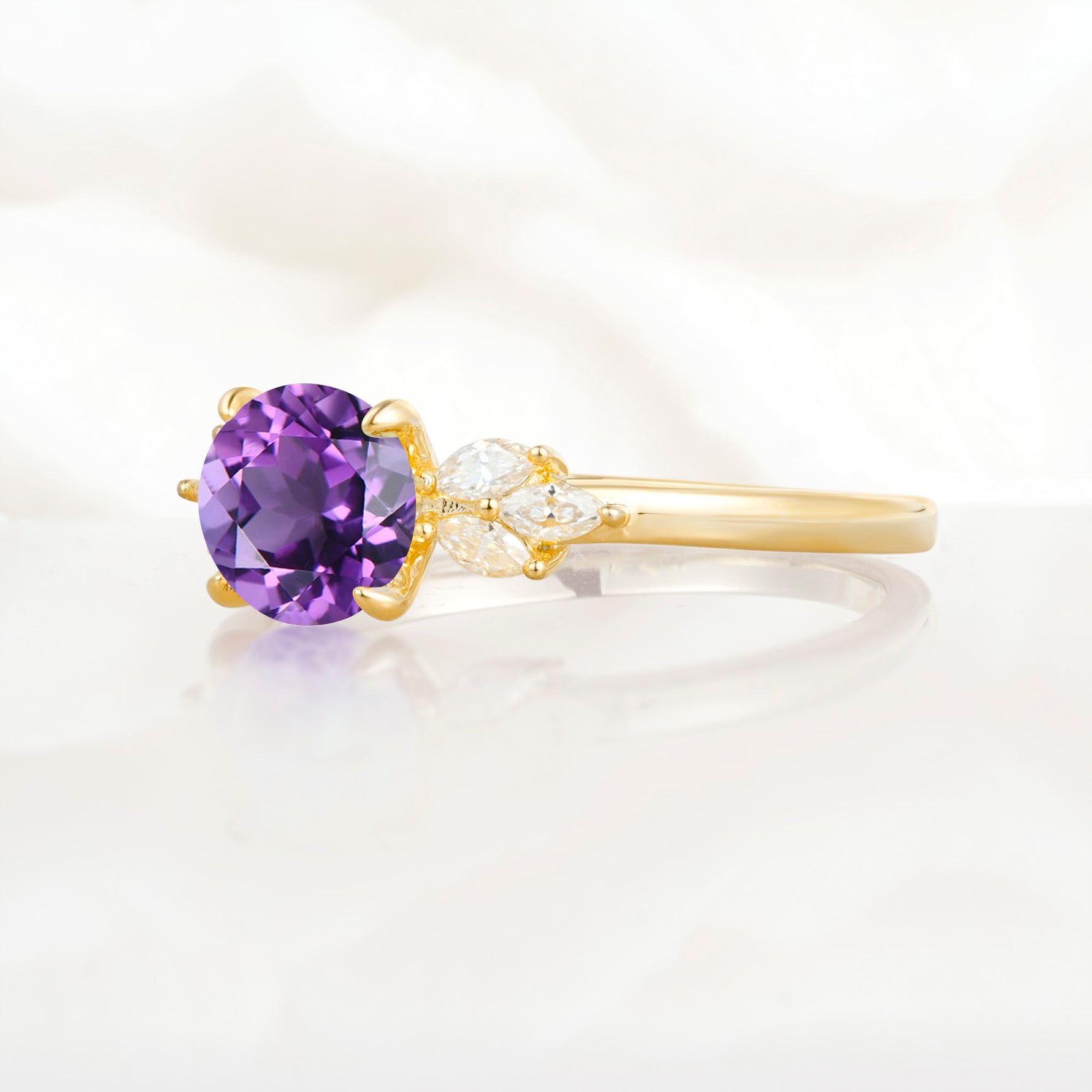 SR11590 Amethyst Ring - White-Gold