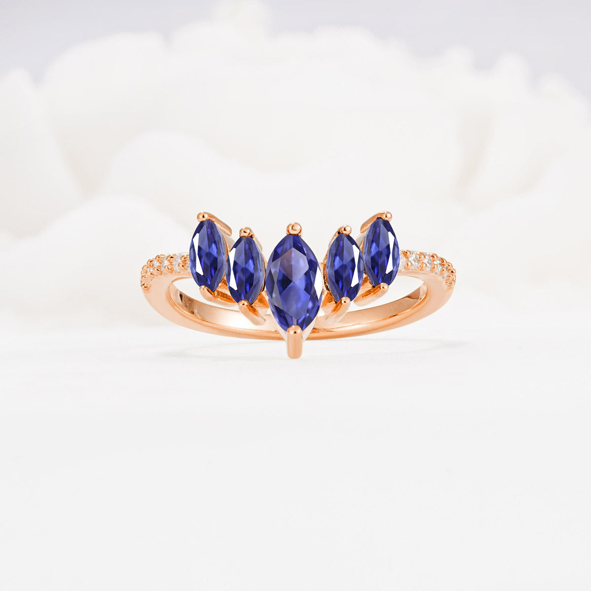 Marquise Cut Tanzanite Tiara Engagement Ring with Pavé Band - Additional view