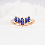 Marquise Cut Tanzanite Tiara Engagement Ring with Pavé Band - Additional view