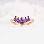 Marquise Cut Amethyst Tiara Engagement Ring with Pavé Band - Additional view
