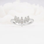 Marquise Cut Moissanite Tiara Engagement Ring with Pavé Band - Additional view