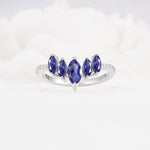 Marquise Cut Tanzanite Tiara Engagement Ring with Pavé Band - Additional view