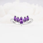 Marquise Cut Amethyst Tiara Engagement Ring with Pavé Band - Additional view