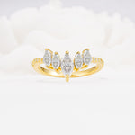 Marquise Cut Moissanite Tiara Engagement Ring with Pavé Band - Additional view