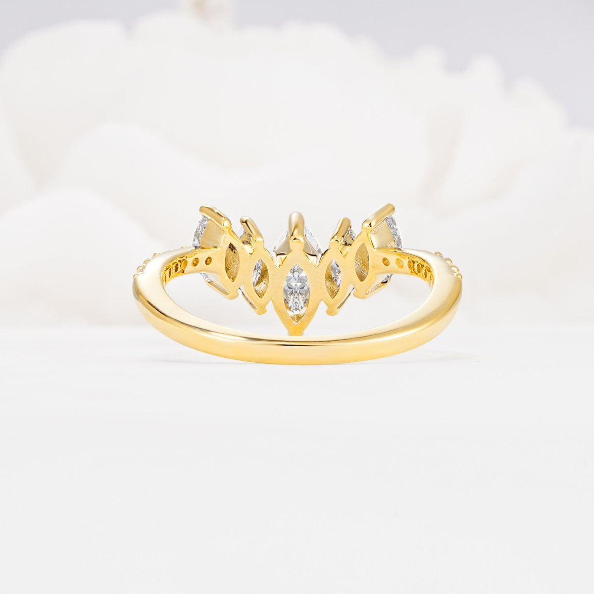 Marquise Cut Moissanite Tiara Engagement Ring with Pavé Band - Additional view