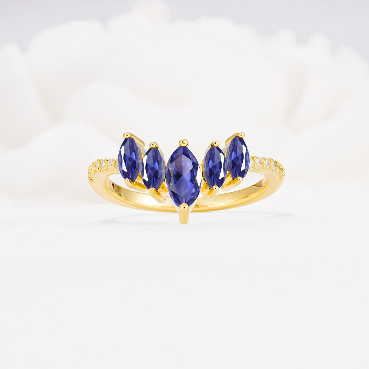 Marquise Cut Tanzanite Tiara Engagement Ring with Pavé Band - Additional view