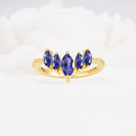 Marquise Cut Tanzanite Tiara Engagement Ring with Pavé Band - Additional view