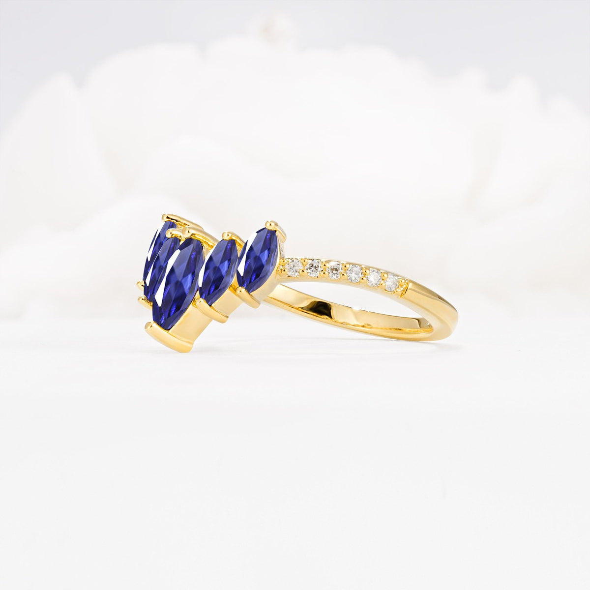 Marquise Cut Tanzanite Tiara Engagement Ring with Pavé Band - Additional view