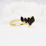 Marquise Cut Black Onyx Tiara Engagement Ring with Pavé Band - Additional view
