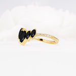 Marquise Cut Black Onyx Tiara Engagement Ring with Pavé Band - Additional view