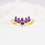 Marquise Cut Amethyst Tiara Engagement Ring with Pavé Band - Additional view