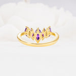Marquise Cut Amethyst Tiara Engagement Ring with Pavé Band - Additional view