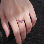 Marquise Cut Amethyst Tiara Engagement Ring with Pavé Band - Additional view