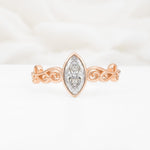 Vintage Marquise Cut Ornate Scroll Design Moissanite Engagement Ring - Additional view