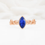 Vintage Marquise Cut Ornate Scroll Design Sapphire Engagement Ring - Additional view