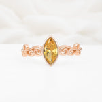 Vintage Marquise Cut Ornate Scroll Design Citrine Engagement Ring - Additional view