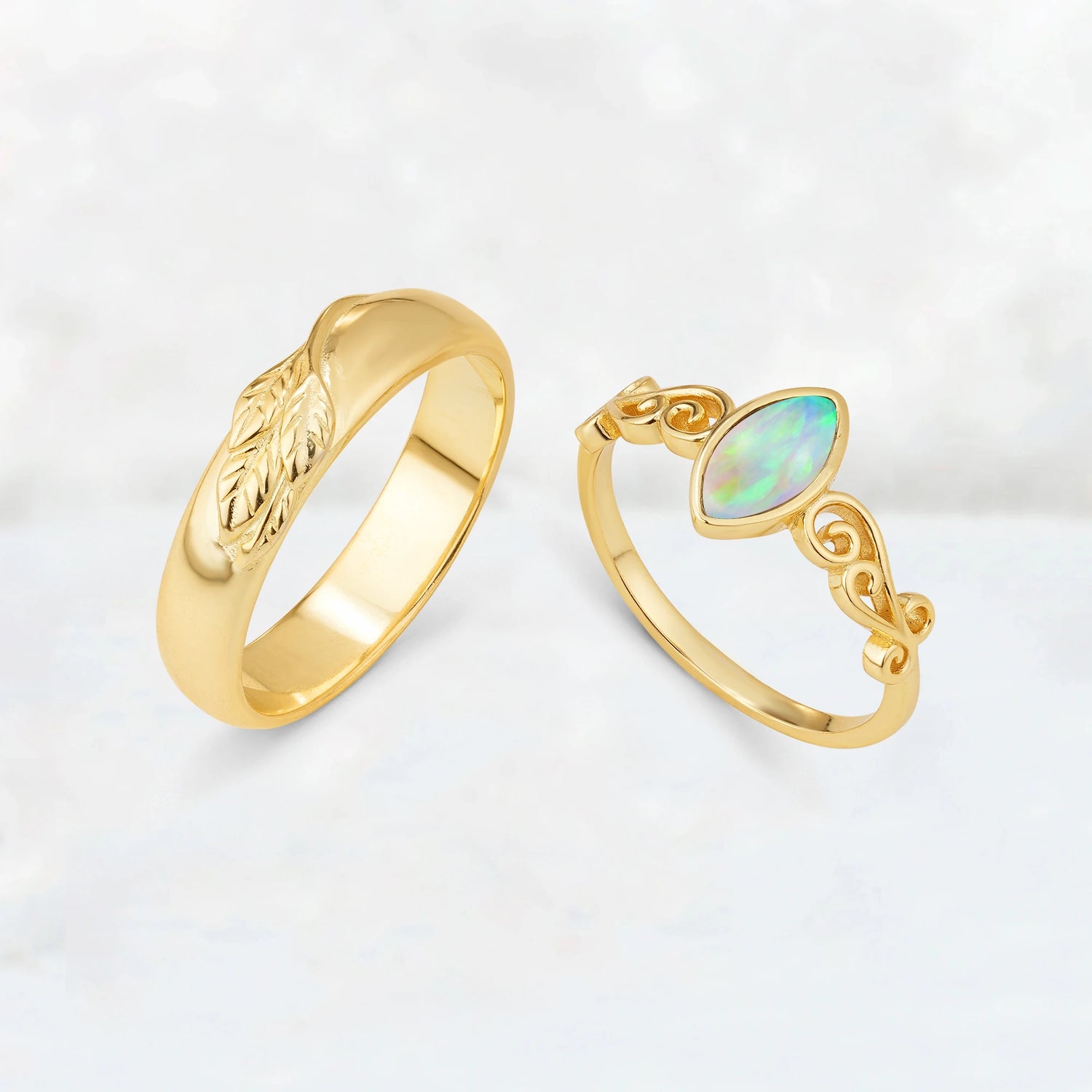 Celtic Vine Marquise Opal His and Hers Couple Ring