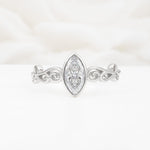 Vintage Marquise Cut Ornate Scroll Design Moissanite Engagement Ring - Additional view