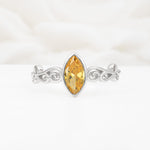 Vintage Marquise Cut Ornate Scroll Design Citrine Engagement Ring - Additional view