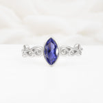 Vintage Marquise Cut Ornate Scroll Design Tanzanite Engagement Ring - Additional view