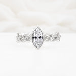 Vintage Marquise Cut Ornate Scroll Design Lab Diamond Engagement Ring - Additional view