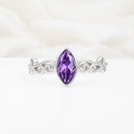Vintage Marquise Cut Ornate Scroll Design Amethyst Engagement Ring - Additional view