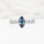 Vintage Marquise Cut Ornate Scroll Design Alexandrite Engagement Ring - Additional view