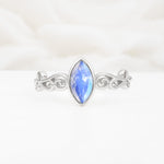 Vintage Marquise Cut Ornate Scroll Design Moonstone Engagement Ring - Additional view