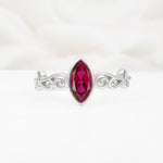 Vintage Marquise Cut Ornate Scroll Design Ruby Engagement Ring - Additional view