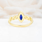 Vintage Marquise Cut Ornate Scroll Design Sapphire Engagement Ring - Additional view