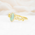 Vintage Marquise Cut Ornate Scroll Design Fire Opal Engagement Ring - Additional view
